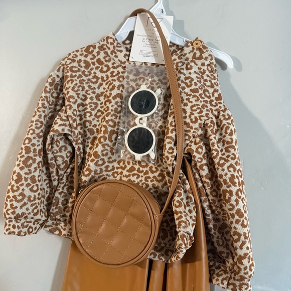 Rachel Zoe Leopard Print Faux Leather Outfit Set NEW NWT - Picture 3 of 5